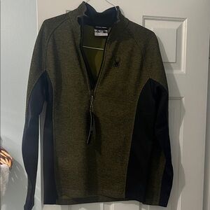 Spyder Men's Green and Black Zip-Up Sweater